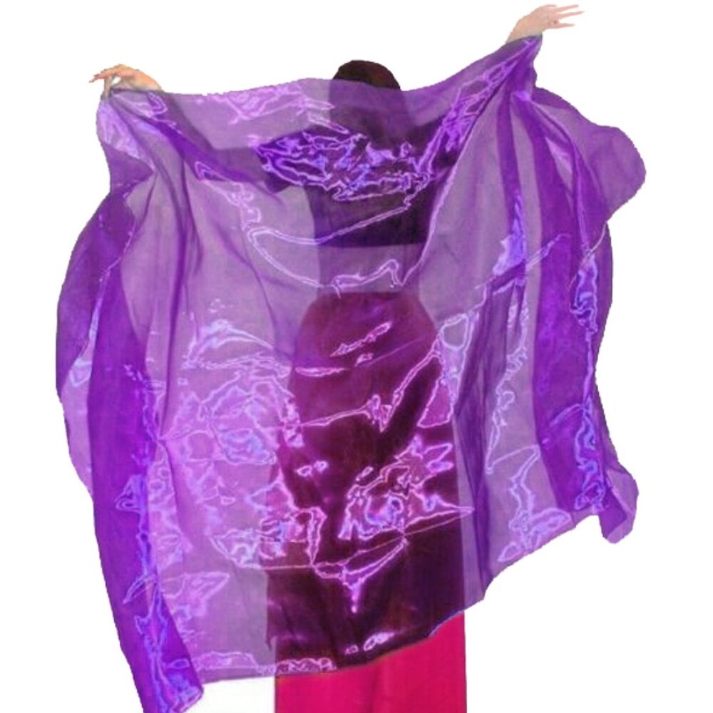 Belly dance veil 3 yards x 54 inches. Purple organza, New